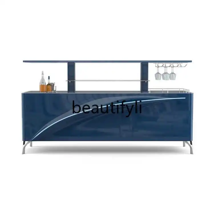 Automatic lifting wine cabinet Modern light luxury paint against the wall Solid wood dining side cabinet Designer bar locker