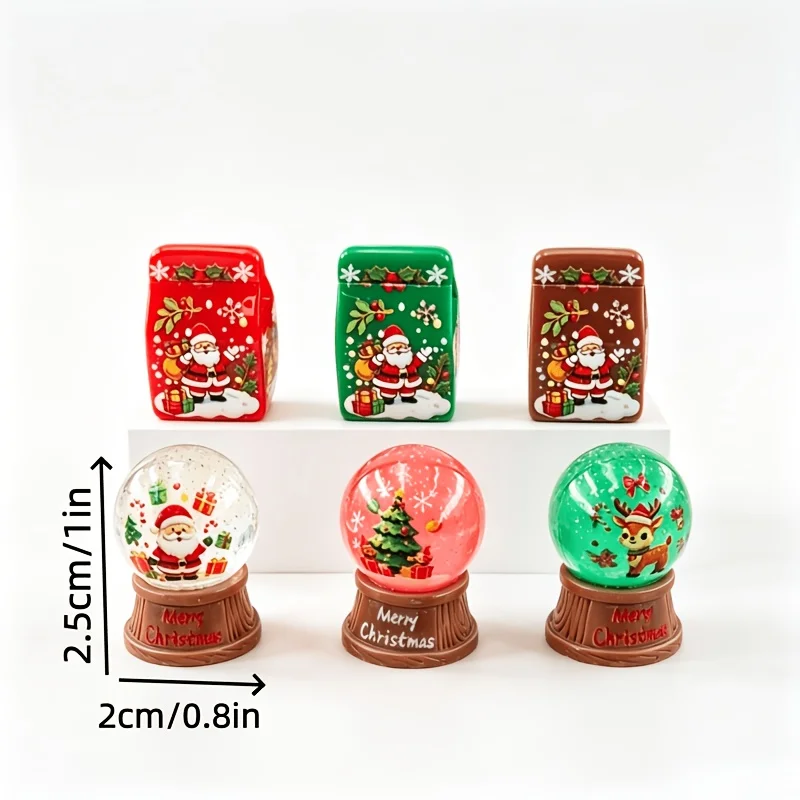 8Pc Christmas Mini Ornament Set: Crystal Balls, Gift Boxes, Tree & Elk. Perfect for Micro Scenes, Home, Car & Desk Decor.