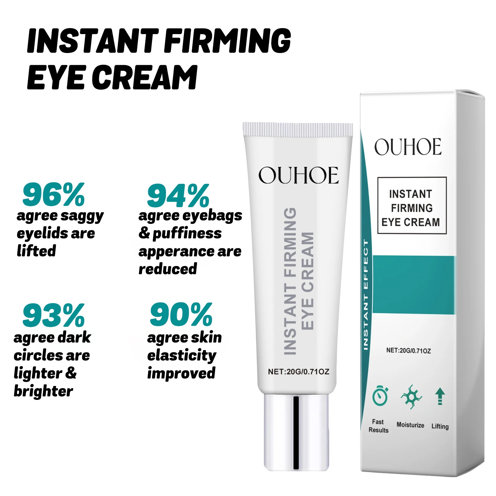 Crème raffermissante pour les yeux, traitement hydratant autour de la zone des yeux pour réduire l'apparence des ridules et des cernes