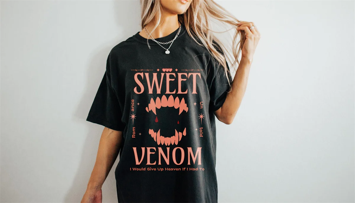 Sweet Venom Kpop Shirt Vintage Vampire Tee Romance Untold Inspired T-shirt Fan Gift Summer Women's High Quality Cotton T-shirt