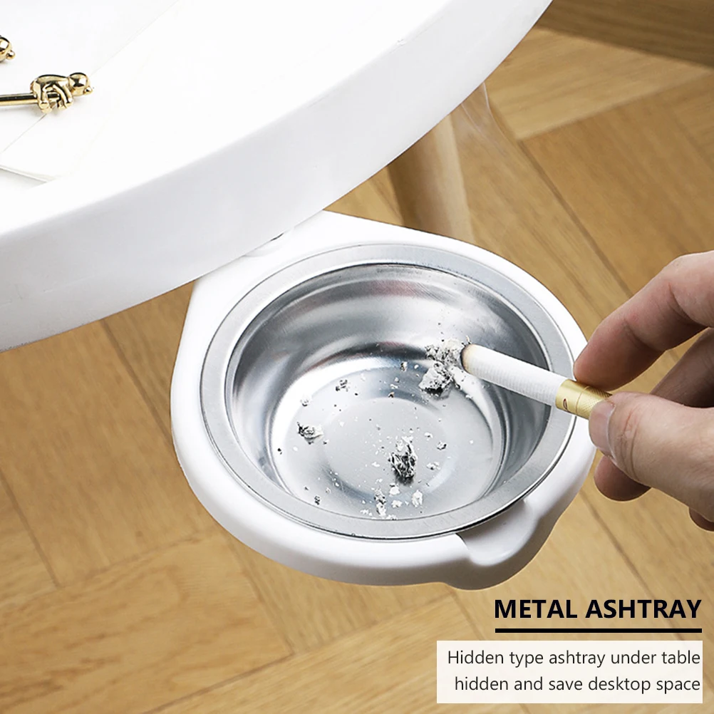 

2pcs Ashtray Hidden Metal Cigarette Tray Under Desk Steel Smoking Holder Rotary Design For Home Cigar Use