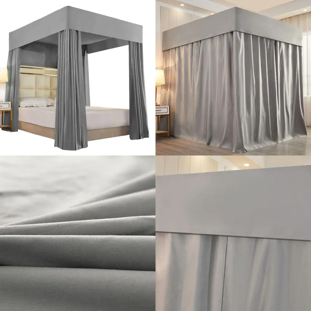 

Queen Size Sheer Canopy with Mosquito Net for Kids and Adults - Gray Bedroom Decor