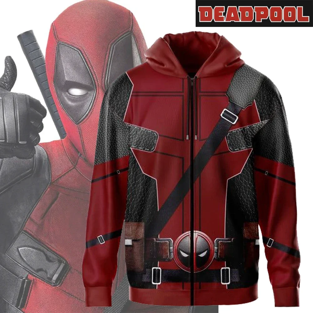 Deadpool Cosplay Costumes Wolverine Superhero Halloween Costume Comic Compression Deadpool Workout Body Sweater Hoodie Red Men