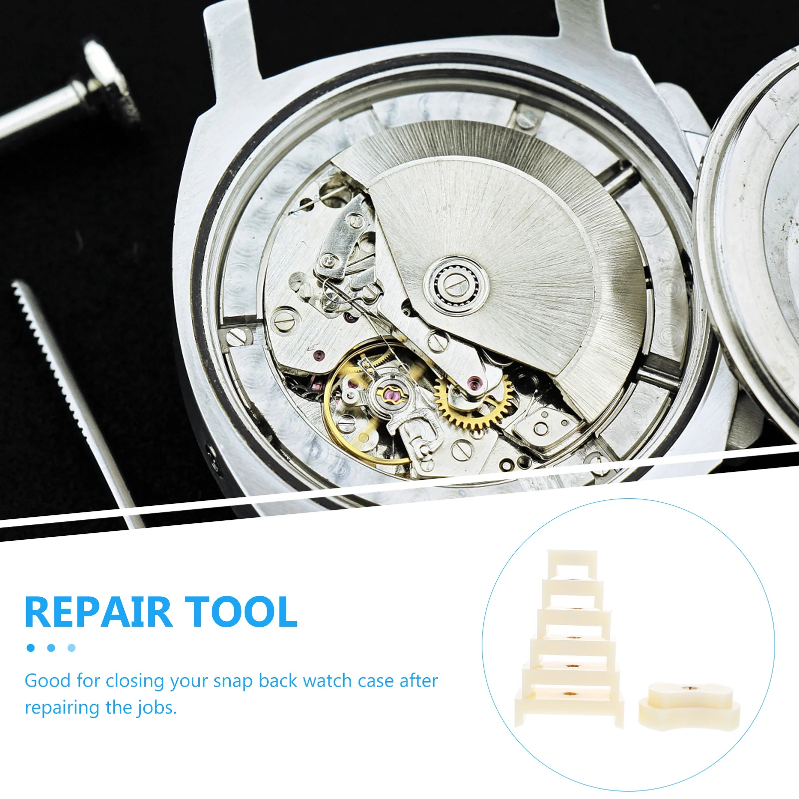 

8Pcs Durable Plastic Watch Case Set Snap Back Watch Repair Tool Kit Watchmaker Essential Case Presser Accessories