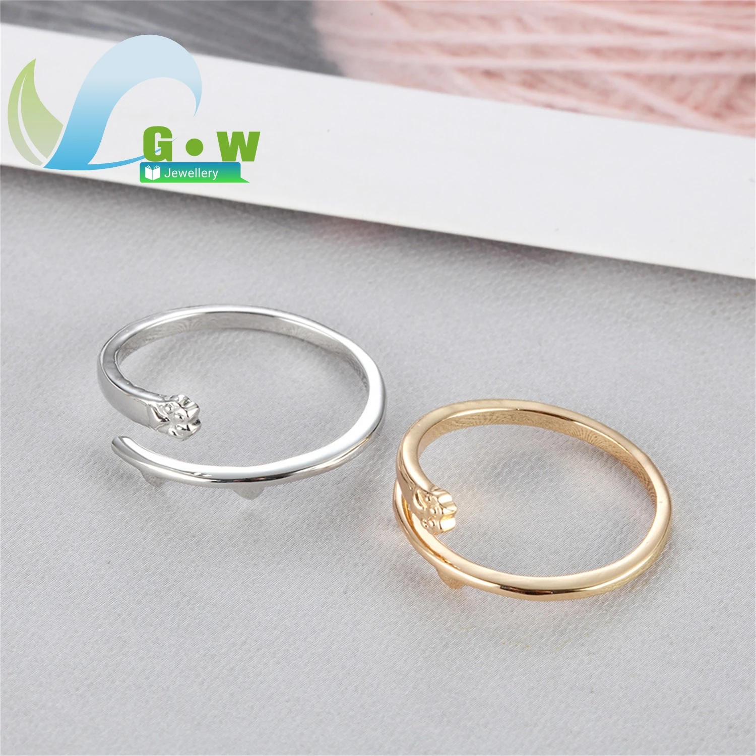 

Простое кольцо с гравировкой в виде креста для женщин, регулируемое, из меди, тонкой полировки, с изображением кошачьей или собачьей лапы, украшение для домашних животных, оптом со склада фабрики