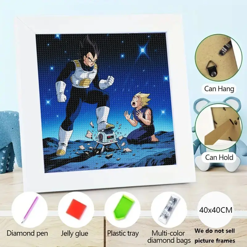 

1 шт. Dragon Ball Z Vegeta & Trunks 5D Полный дрель Набор для алмазной живописи, DIY Аниме Алмазное искусство, культовая сцена для дробления Vegeta Scouter
