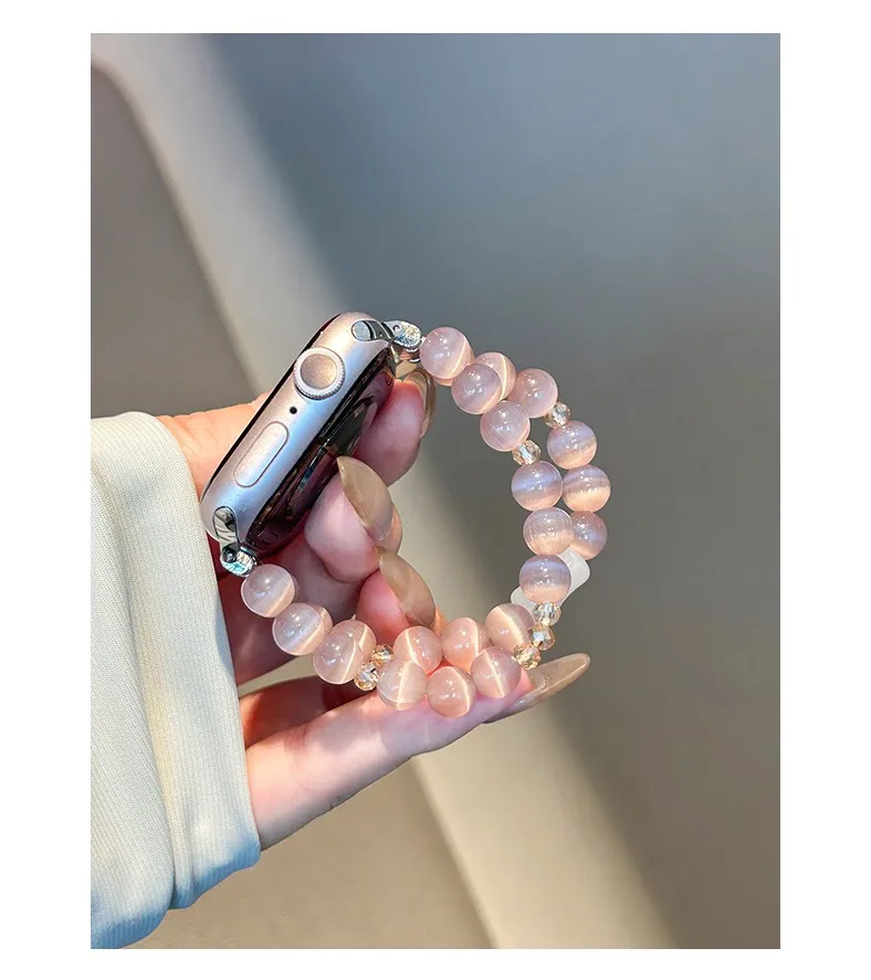 

Compatible with iWatch strap 38mm 40mm 41mm 42mm 44mm 45mm 49mm cat eye amethyst fashionable handmade strap