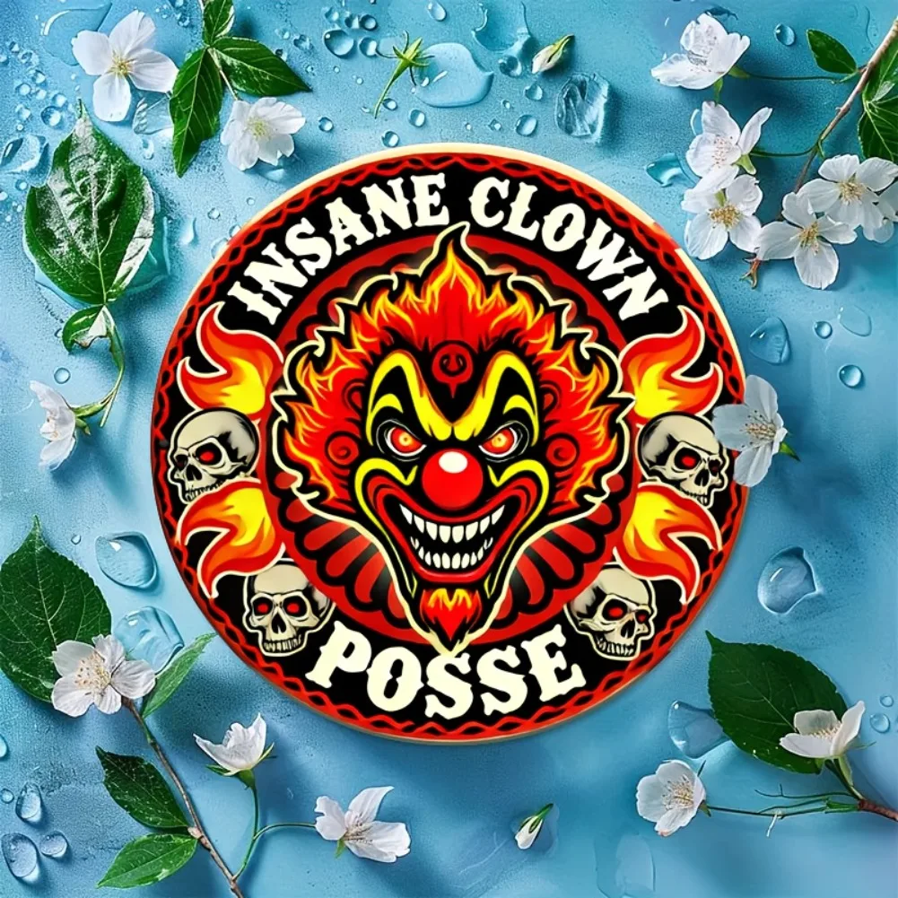 قطعة واحدة من لافتة الألومنيوم المعدنية "Insane Clown Posse"، مقاس 8 × 8 بوصة، سهلة التعليق، فن جداري متين للاستخدام الداخلي والخارجي، المنزل، البار