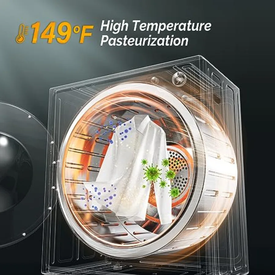 2.6 قدم مكعب. مجفف ملابس محمول مدمج مع حوض من الفولاذ المقاوم للصدأ 1400 وات آلة مجفف كهربائي للشقق النوم RV 110V الطرافة