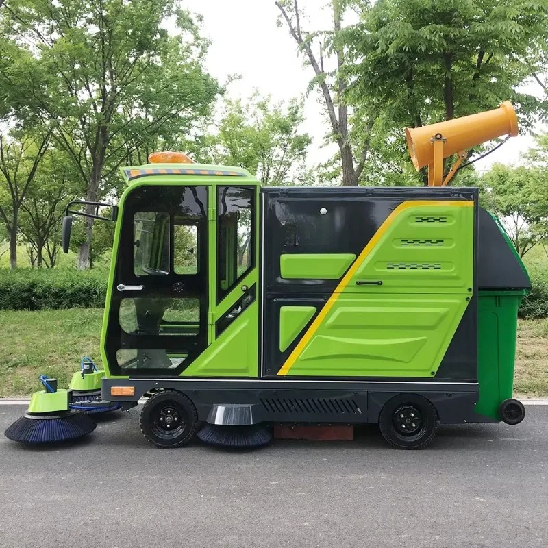 All In One Dust Suppression Washing Electric Floor Sweeper Lithium Powered Villa Residential Road Cleaning Vehicle