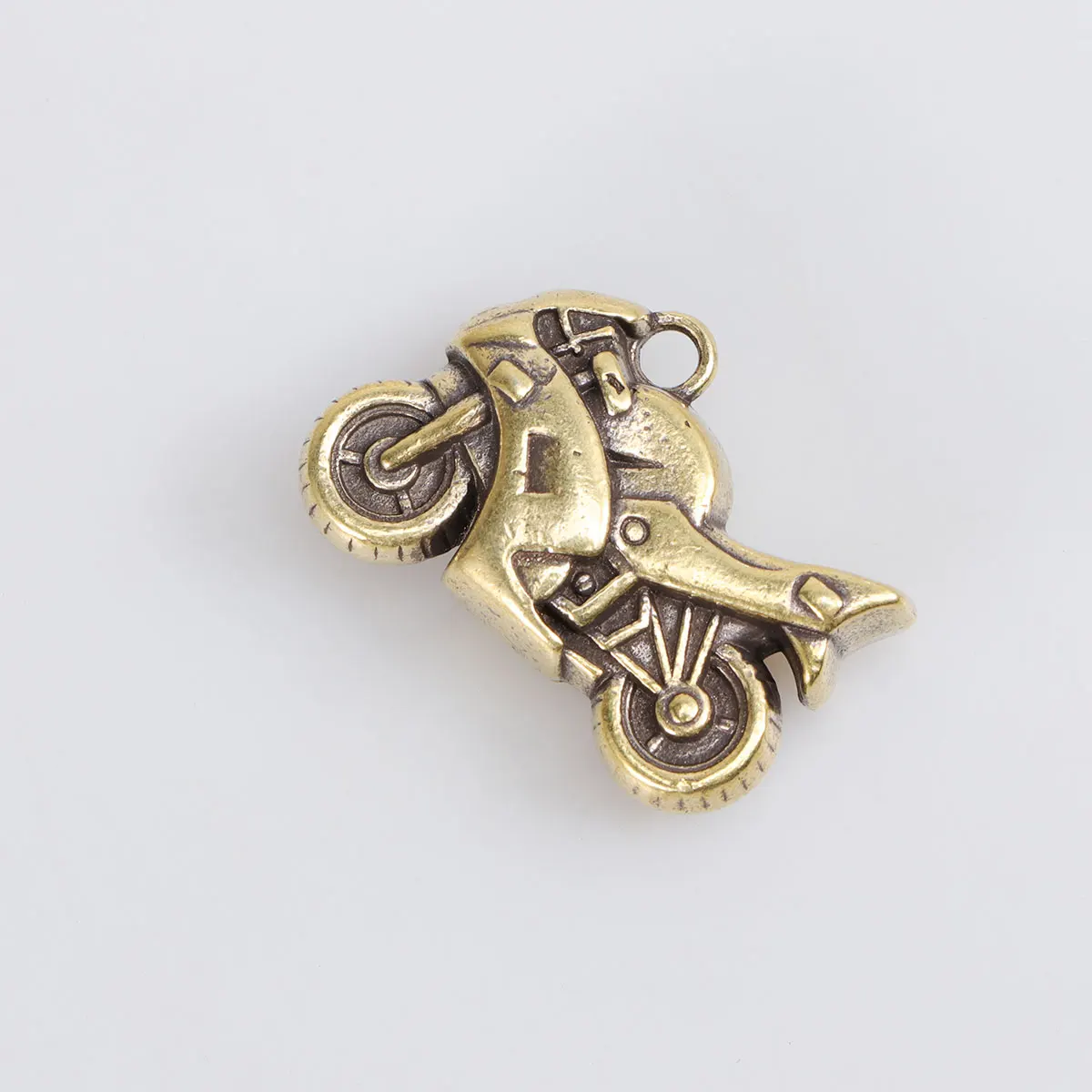 Golden Motorcycle Pendant Keychain Charms Unique Design Hanging Decor for Necklace Sweater Chain DIY Jewelry Accessories