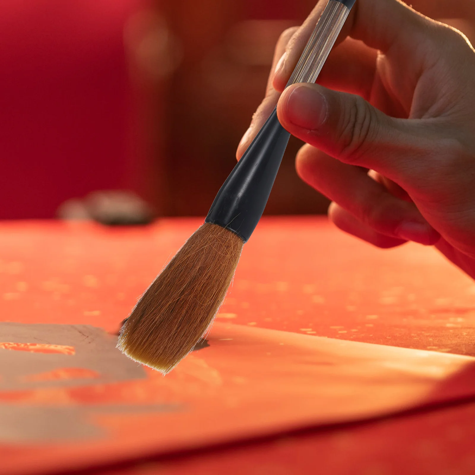 1pc Wolf Hair Big Brush Calligraphy Pens Chinese Drawing Extra Large Yellow Student Sturdy Durable Smooth Writing Watercolor