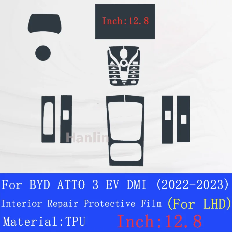 For BYD ATTO 3 EV DMI (2022-2023) Car Interior Center Console Transparent TPU Protective Anti-scratch Repair Film Car Sticker