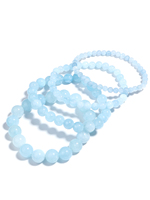 OAIITE Natural Aquamarine Beaded Bracelet for Women Meditation Spiritual Healing Bracelet Stretch Reiki Stone Bracelet for Men