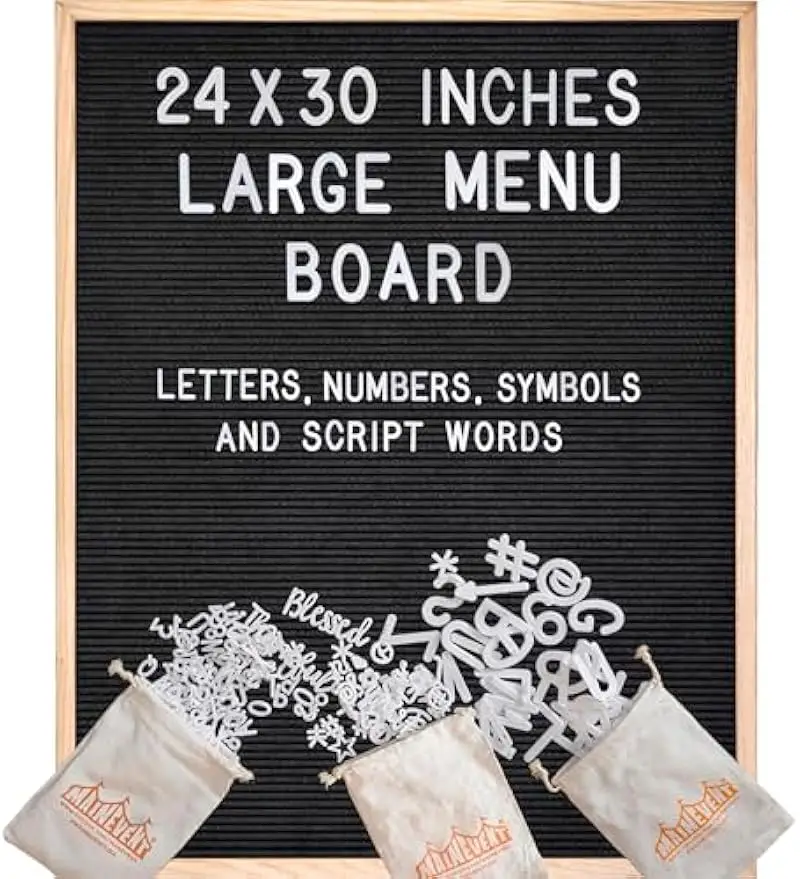 Large 24x30 Inch Felt Message Board for Menus, Signs, and Decor with Letters Included