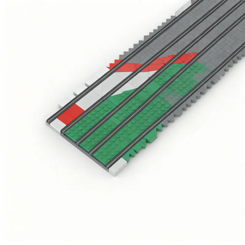 886개 MOC 대각선 트램 트랙 도로 자전거 경로 도시 모델 블록 건축 크리스마스 선물 장난감 교육용 어린이