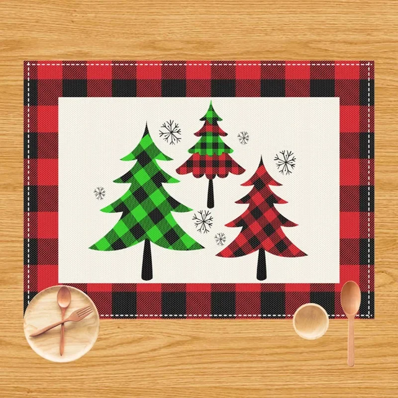 Christmas Atmosphere Decor Linen Restaurant Placemat Creative Irregular Waterproof Oil-Proof Heat-Resistant Table Pad