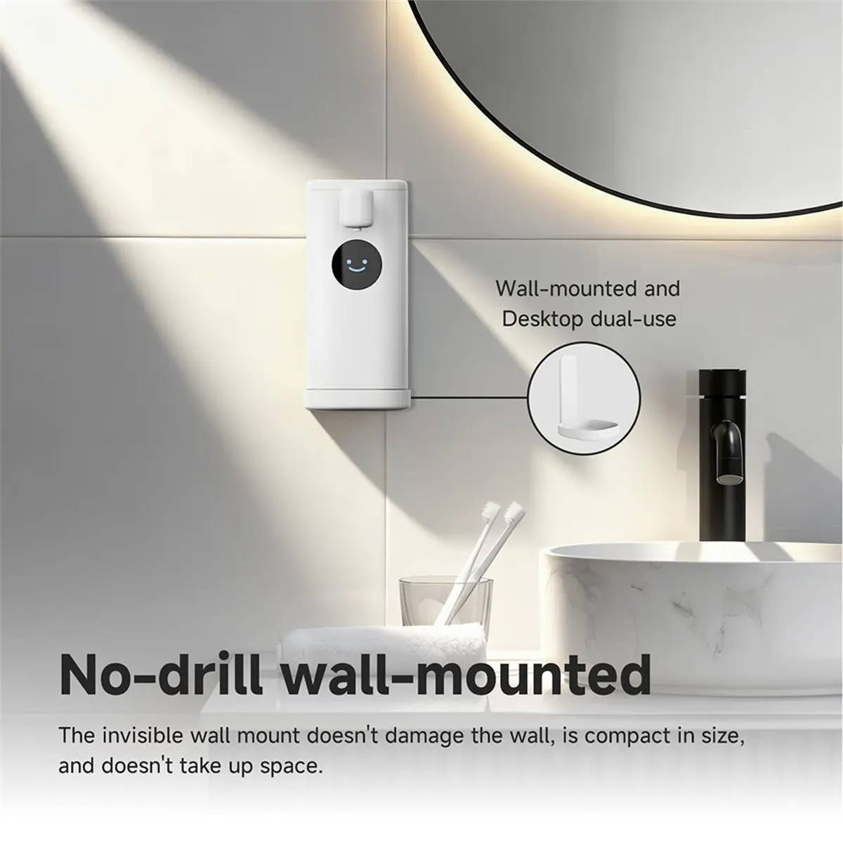 newA10R Automatic Foaming Soap Dispenser Touchless Smart Hand Soap Dispenser with LED Smile Timer Type-C Rechargeable Waterproof