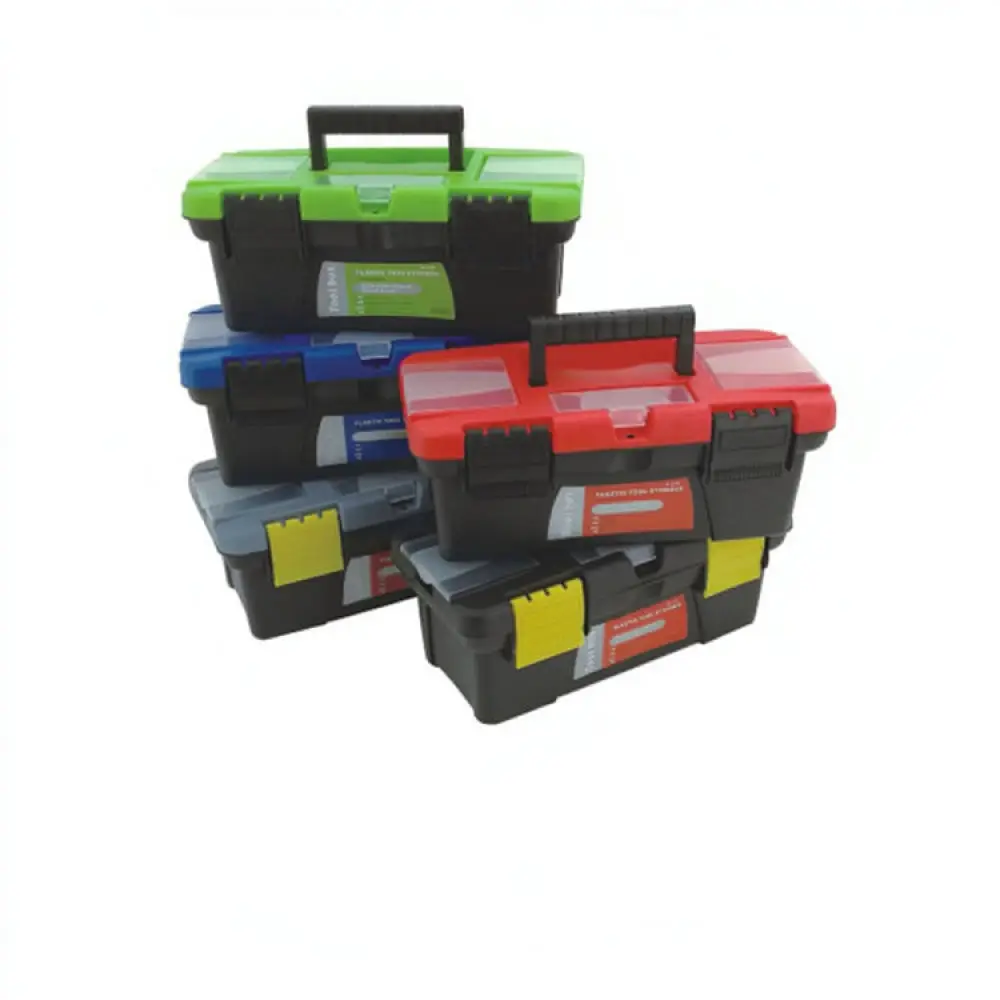 Compact Two Layer Plastic Storage Bin Portable Tool Chest For Household Hardware Maintenance Repair Supplies