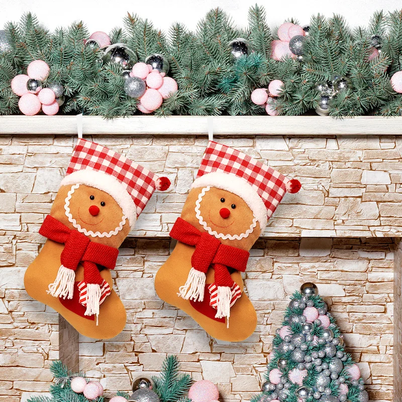 جديد عيد الميلاد تزيين مُثبت الكرتون الطفل هدية الكريسماس حقيبة متماسكة الحياكة جوارب من الصوف الديكور هدية عيد الميلاد تخزين #3