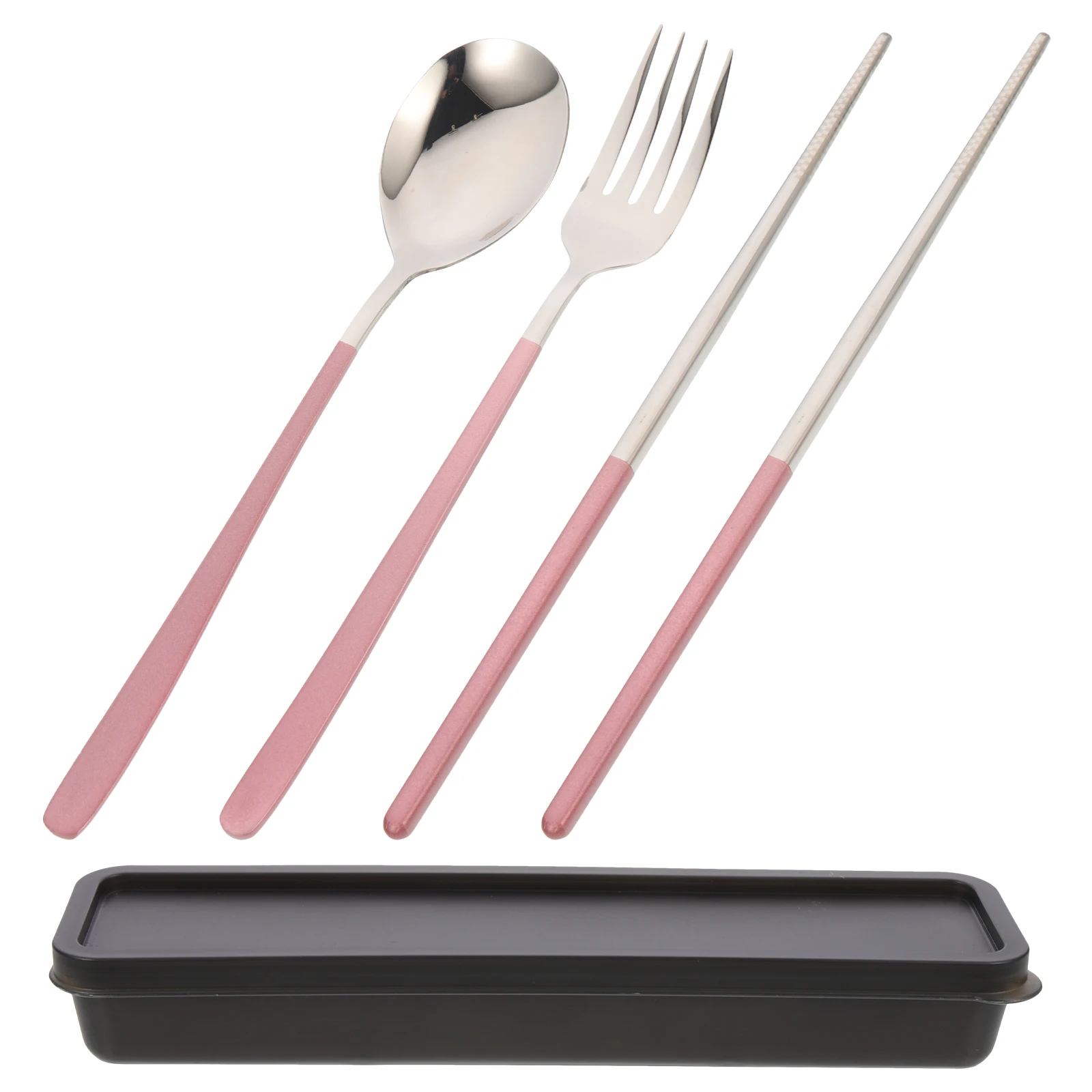 

PP Plastic 304 Stainless Steel Portable Tableware Travel Lunch Box with Straw Cleaning Brush Reusable Silverware