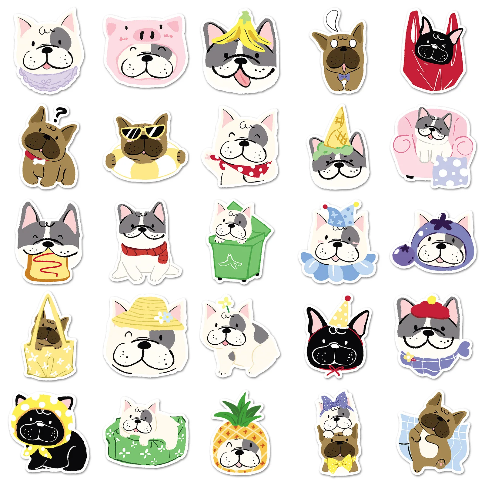 50 قطعة لطيف الفرنسية البلدغ الكتابة على الجدران ملصق الإبداعية الكلب الكرتون صائق دفتر الهاتف الغيتار سكيت سيارة ملصق مضاد للمياه