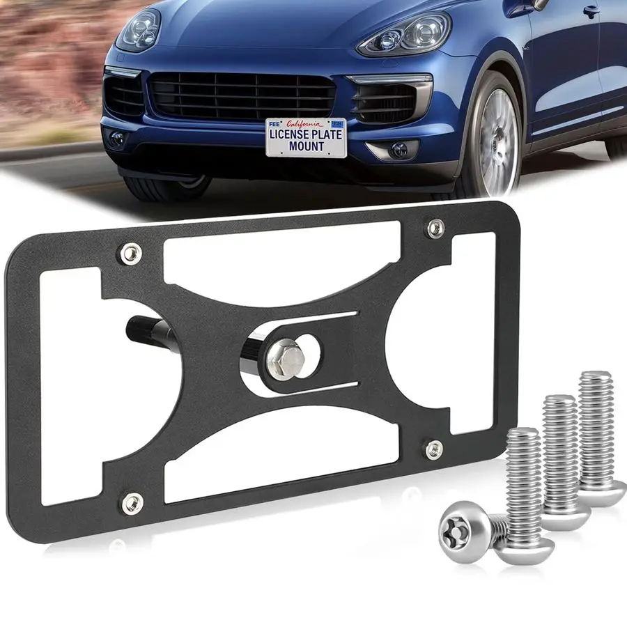 

Theft Front License Plate Bracket Mount Compatible with Porsche Cayenne 20032018,No Drill Tow Hook License Plate Frame Holder,In