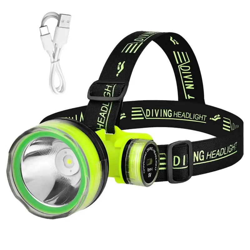 

LED Headlamp Fishing Headlight Head Lamps 350m Underwater 2 Modes Zoomable Waterproof Super Bright Camping Light Rechargeable