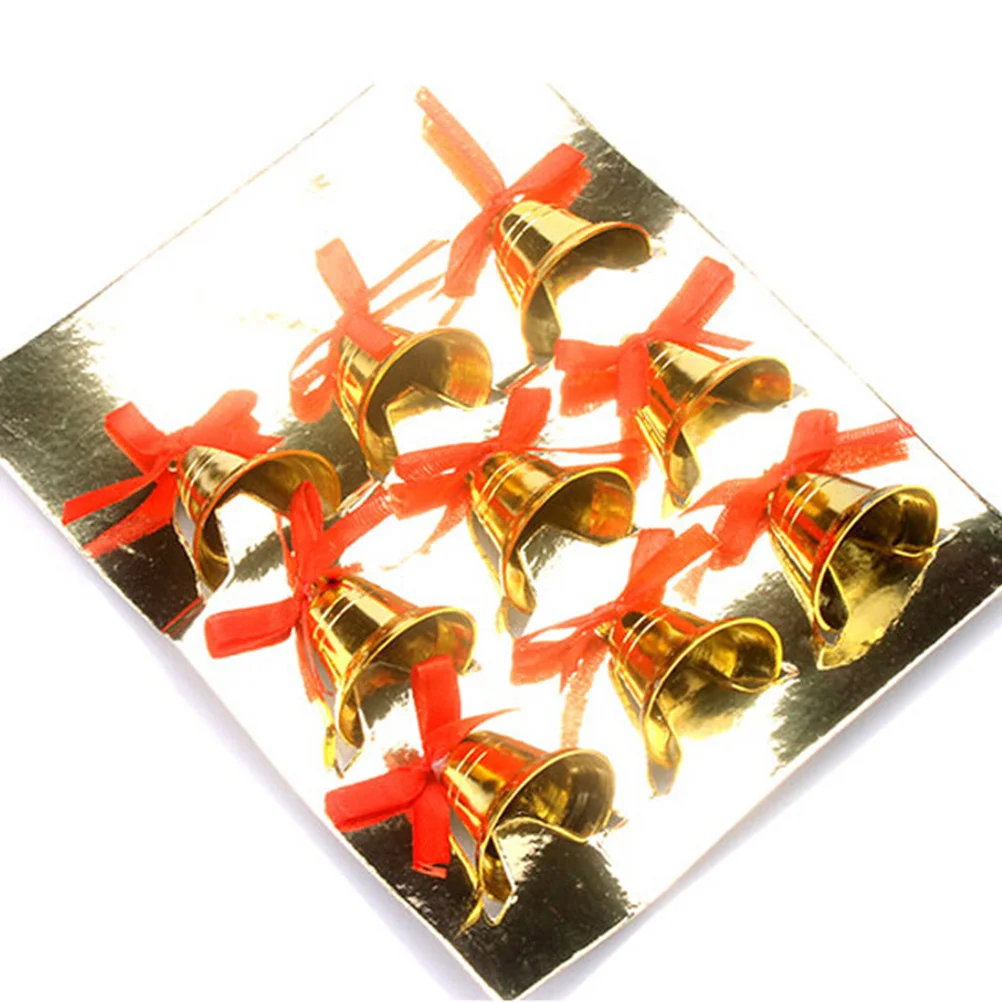 

9pcs Tree Small Golden Festive Party Wedding Home Garden Decoration Hotel Restaurant Office Use Christmas Bells Small