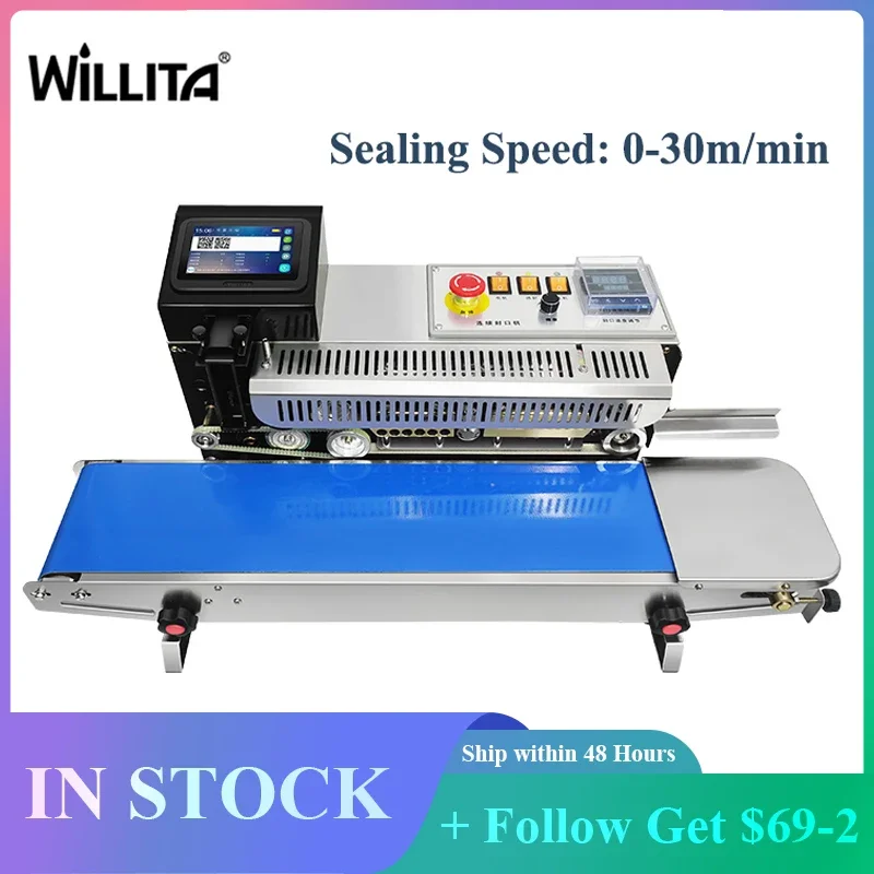 

WILLITA Smart Sealing Inkjet Printer Intelligent Inkjet Coding and Sealing Machine Automatic Band Sealer Polythene PVC