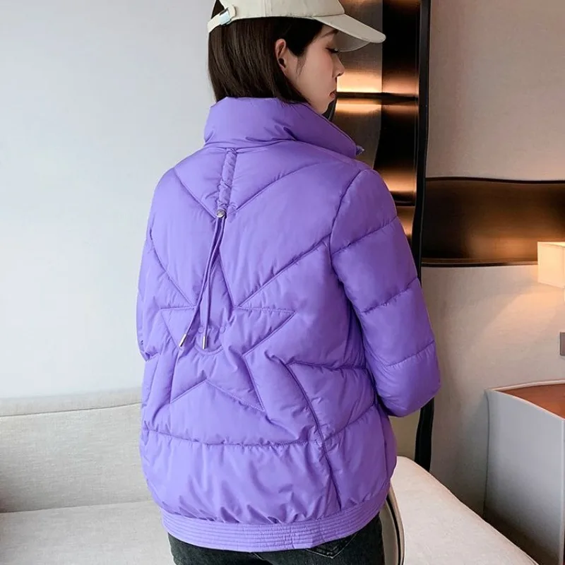 Jaqueta acolchoada de comprimento curto feminina, solta, fina, Parkas finas, outwear à prova de frio, sobretudo de deslocamento feminino, inverno, novo, 2023