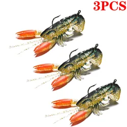 3pcs Soft Fishing Lure Crawfish Artificial Bait Shrimp Lobster Claw Fake Lure For Bass Trout Catfish Salmon Swimbait 8cm/14g