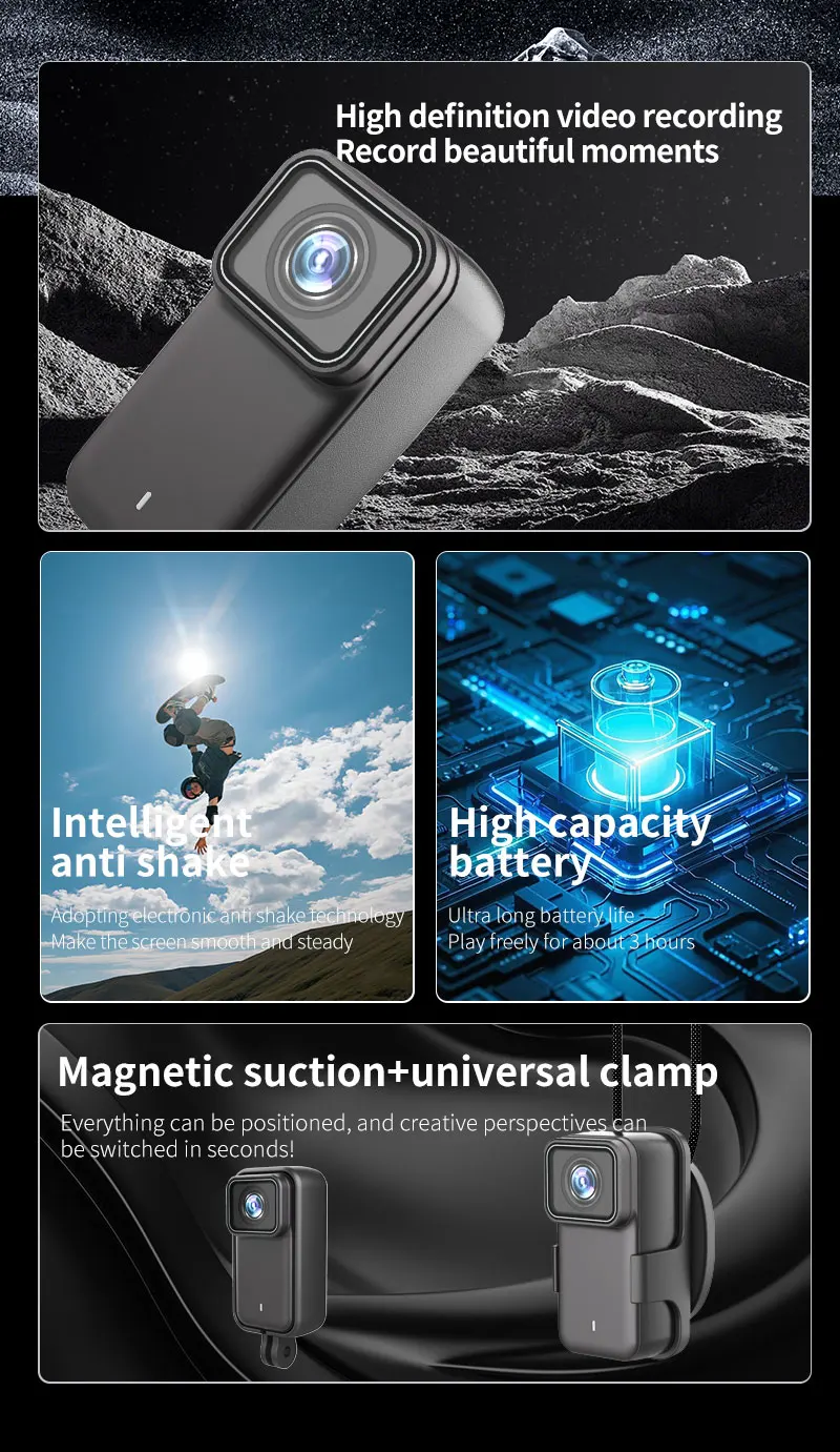 Mini Action Camera 4k Hd Wifi With 6-axis Stabilization Wearable_voghion.com