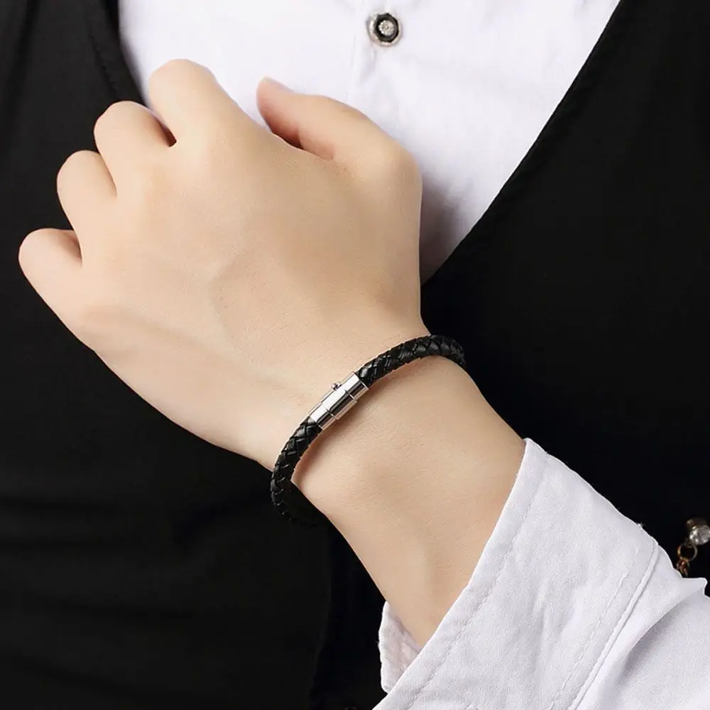 Trendiges gewebtes Seil, geflochten, 1-teilig, PU-Leder, für Damen und Herren, Schmuck, Modeaccessoires, Magnetverschluss-Armband