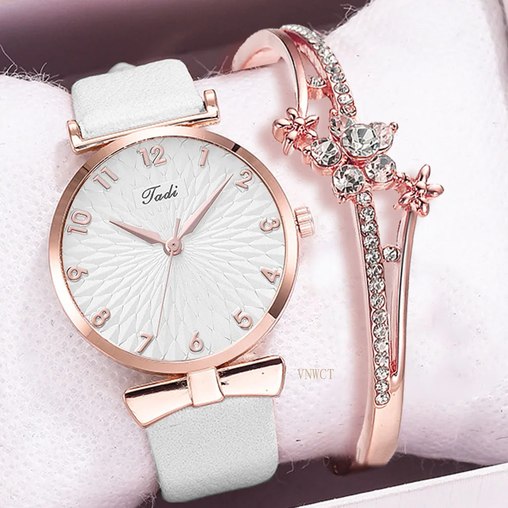 Fashion Women Watches Bracelet Set Flowers Ladies belt Watch Casual Leather Quartz Wristwatch Clock Gifts Relogio Feminino