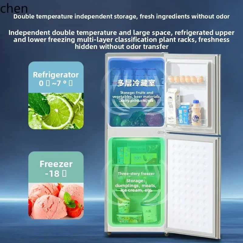 

small refrigerator household small double door large capacity first-class energy efficiency refrigerated freezer