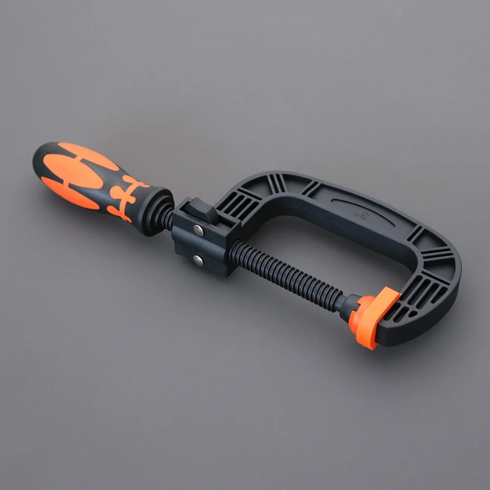 

WOODWORKING C CLAMP NYLON 3 INCH 80MM OPENING QUICK CLAMPING MECHANISM WITH FOLDABLE HANDLE AND RUBBER CLAMPING PADS