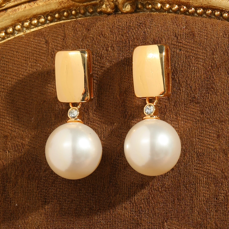 

Vintage Square Gold Color Drop Pearl Earrings Luxury Designer High Quality Brand Jewelry Valentine Day Gift Wedding Bridal 2025
