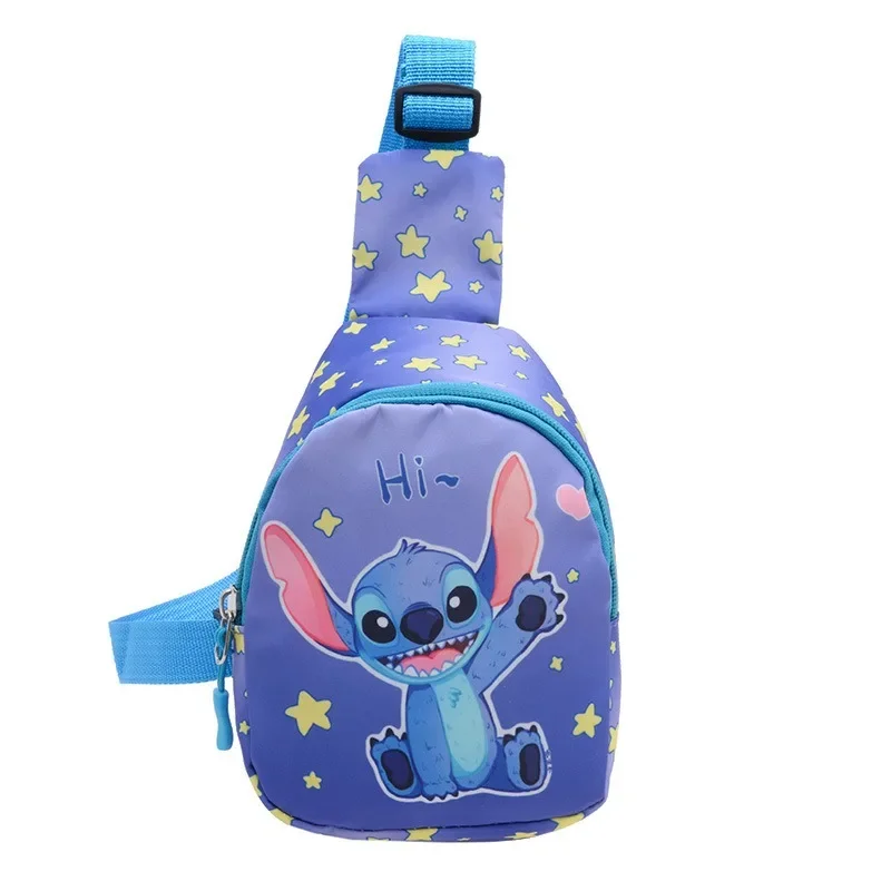 Kawaii Disney Stitch Children Chest Bag Small Cartoon Frozen Mickey Boy Girl Mini Outdoor Shoulder Bags Kid Zipper Wasit Bag