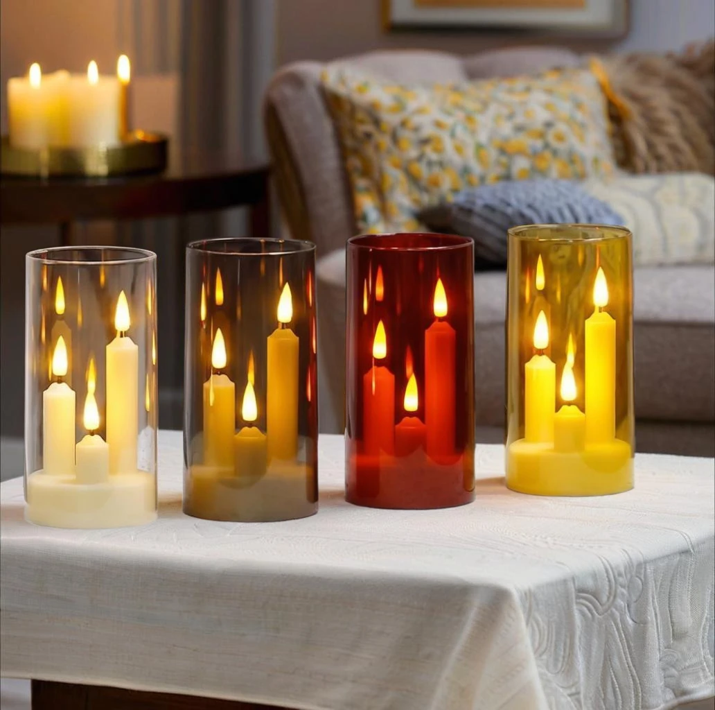 3/5/10PCS LED Electronic Candles Light Flameless Clear Acrylic Glass Lamp for Wedding Party Garden Christmas Decorative Lamps