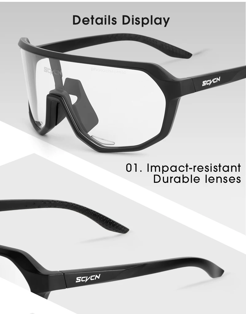 SCVCN Radfahren Gläser UV400 Photochrome Sonnenbrille Männer Sonne Mountainbike Straße Fahrrad Brillen Sport Laufen MTB Zyklus Gogg – Detail 12