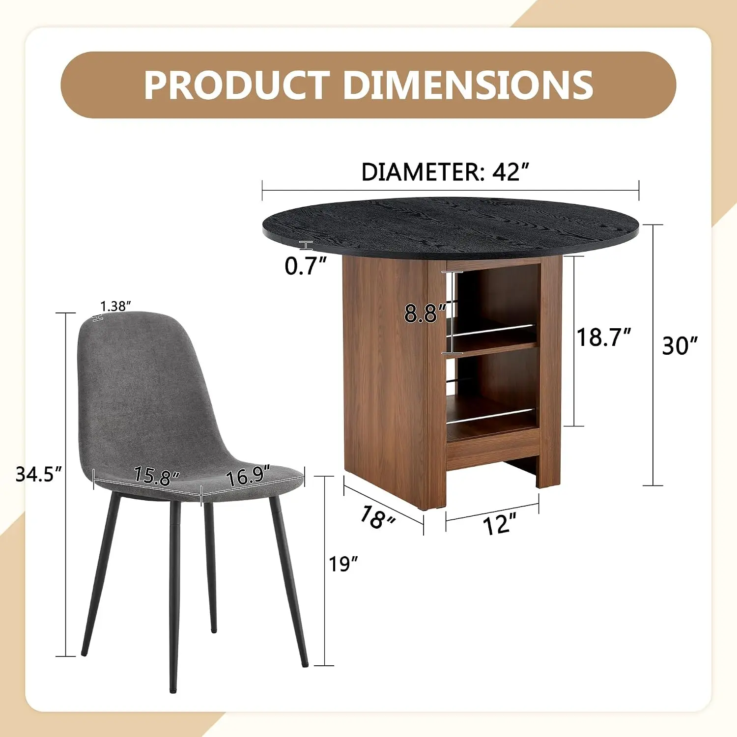 Round Dining Table Set 6, 42