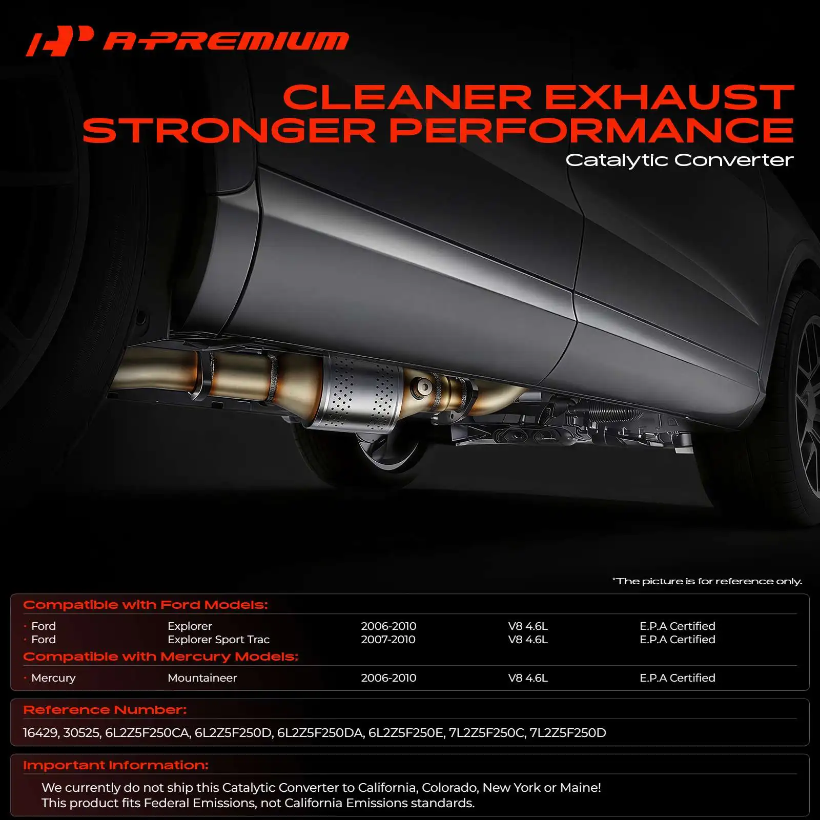 A-Premium Catalytic Converter for Ford Explorer 2006-2010 Explorer Sport Trac 2007-2010 Mercury Mountaineer 2006-2010