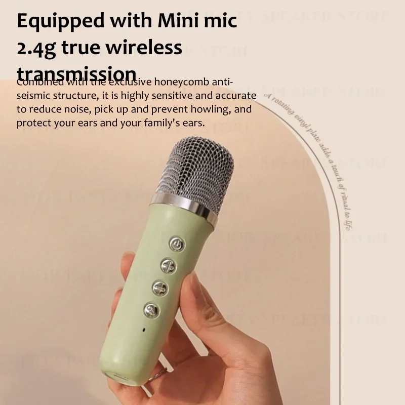 ポータブルBluetoothスピーカー,プロの音楽,デュアルマイク,低音,サブウーファー,屋外カラオケ,家族のパーティー