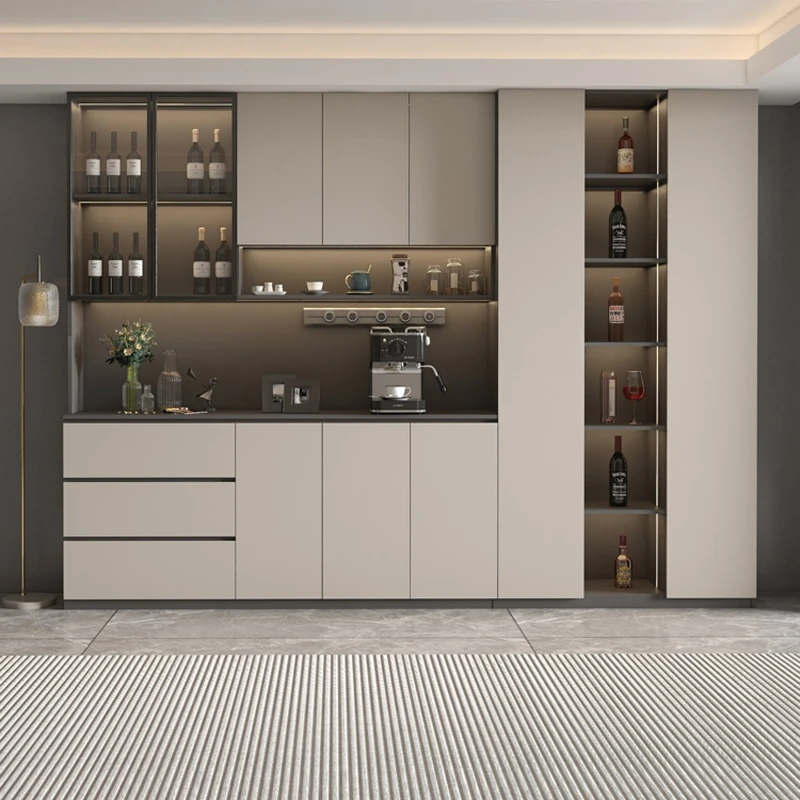 

All solid wood dining side wine cabinet integrated against the wall modern simple living room locker dining room tea cabinet