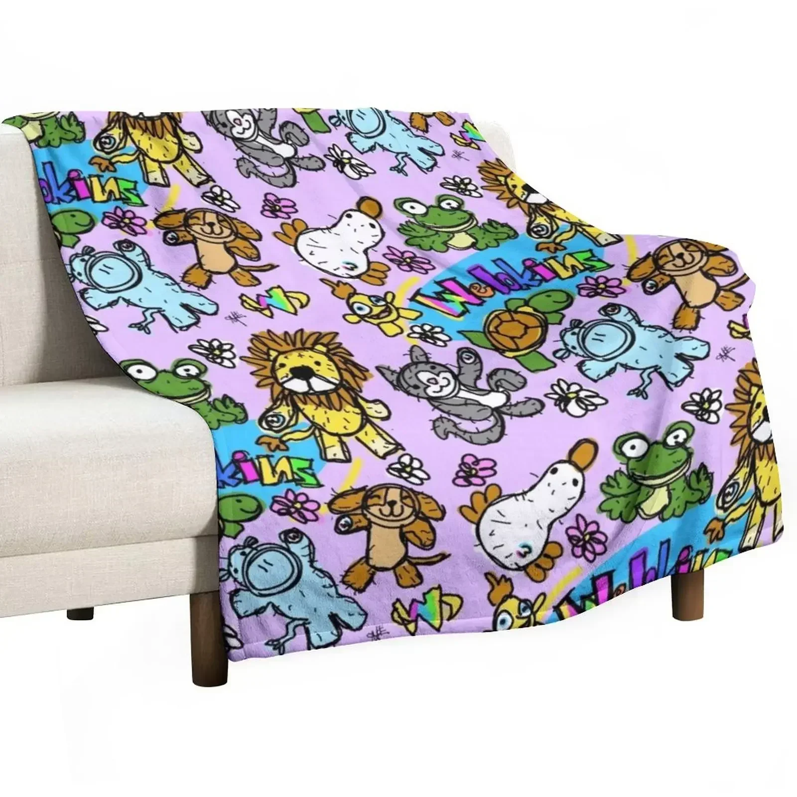 Cute and Sweet and Fun Webkinz Scribble Pals Throw Blanket Bed covers Decorative Sofa Luxury Thicken Blankets