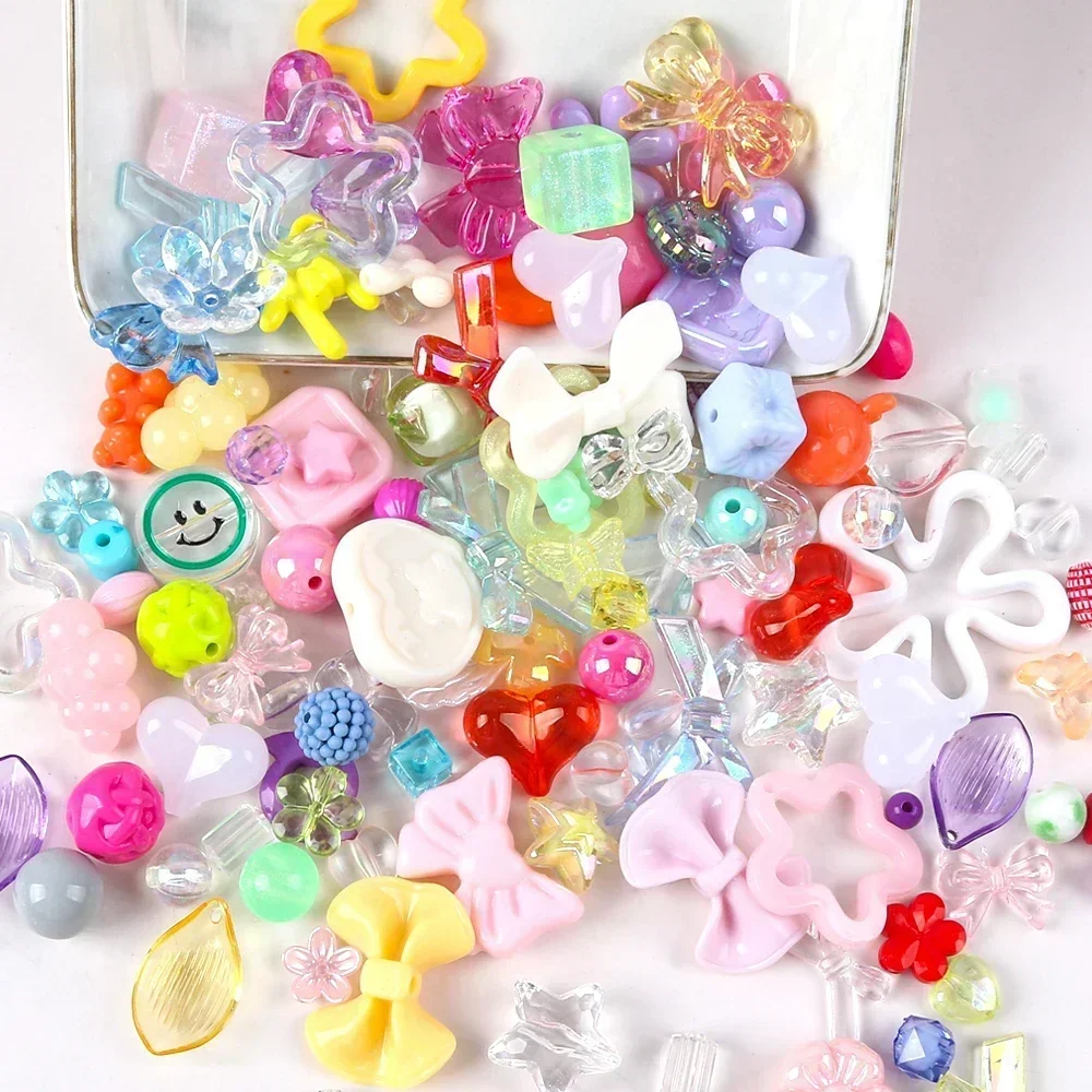 100g Random Mixed Acrylic Beads Multishape Jewelry Loose Beads Spacer For DIY Necklace Bracelet Phone Chain Handmade Accessories