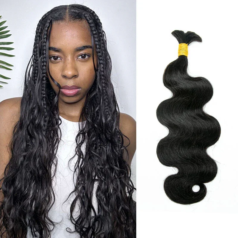 

Double Drawn Body Wave Bulk Human Hair For Braiding Wholesale Burmese Boho Braids Human Hair Extensions No Weft 3Bundles