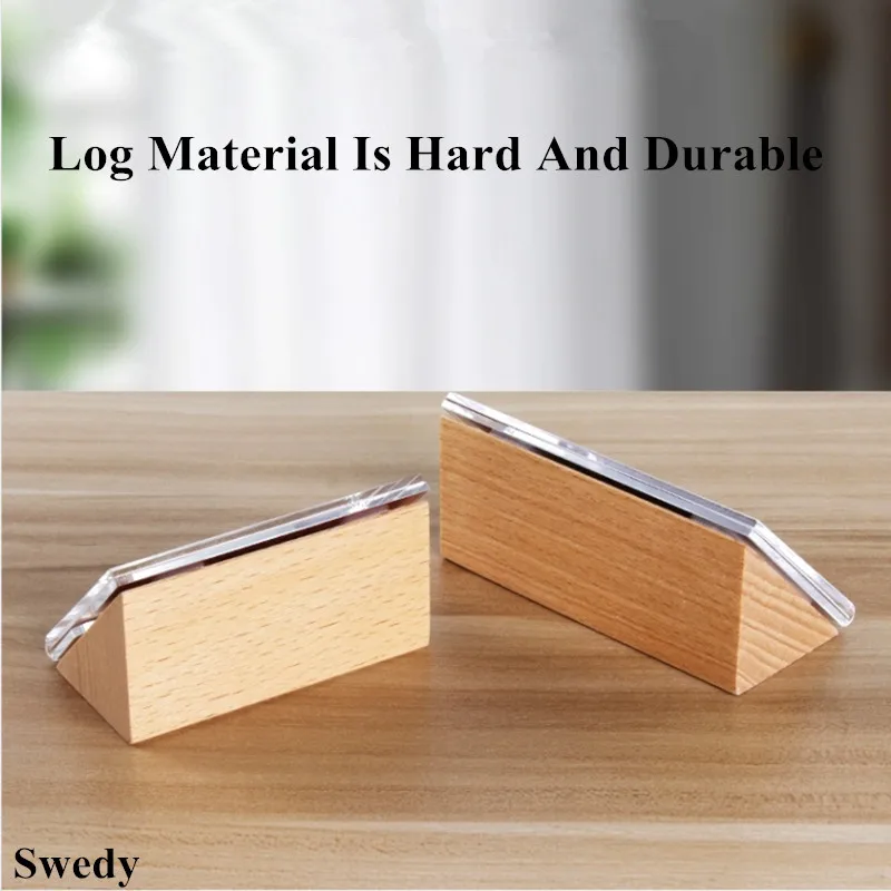 120x80mm Slant Wood Sign Holder Display Stand Table Acrylic Price Label Paper Card Holder Tags Photo Picture Frame