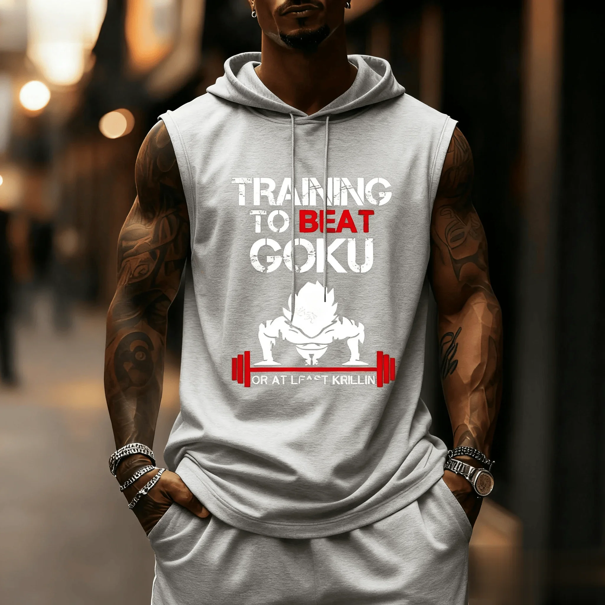 ドラゴンボール超サイヤ人トレーニングメンズタンクトップノースリーブパーカージムワークアウトシャツアニメグラフィックストリートウェアフィットネスベスト夏